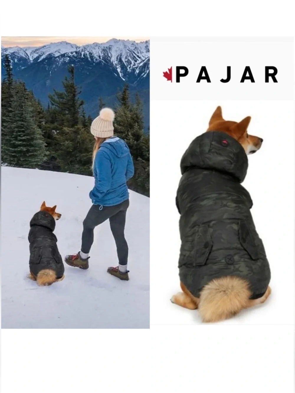 PAJAR CANADA PUP REVERSIBLE CAMOUFLAGE HOODED DOG PUFFER JACKET M